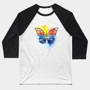 Butterfly with Painted Sea Baseball T-Shirt